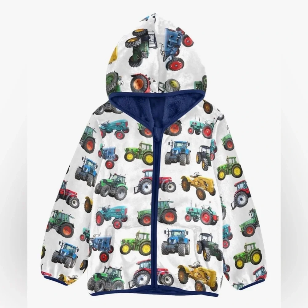 166 NWTFEIFEIYU Fleece Zip‎ Up Jacket with Hood - Size: 6Y